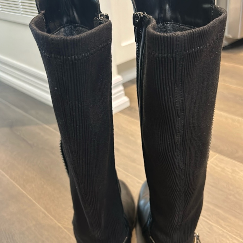 Remonte Black Leather & Stretch Tall Riding Boots EU 38 Classic Equine Style - Picture 5 of 17